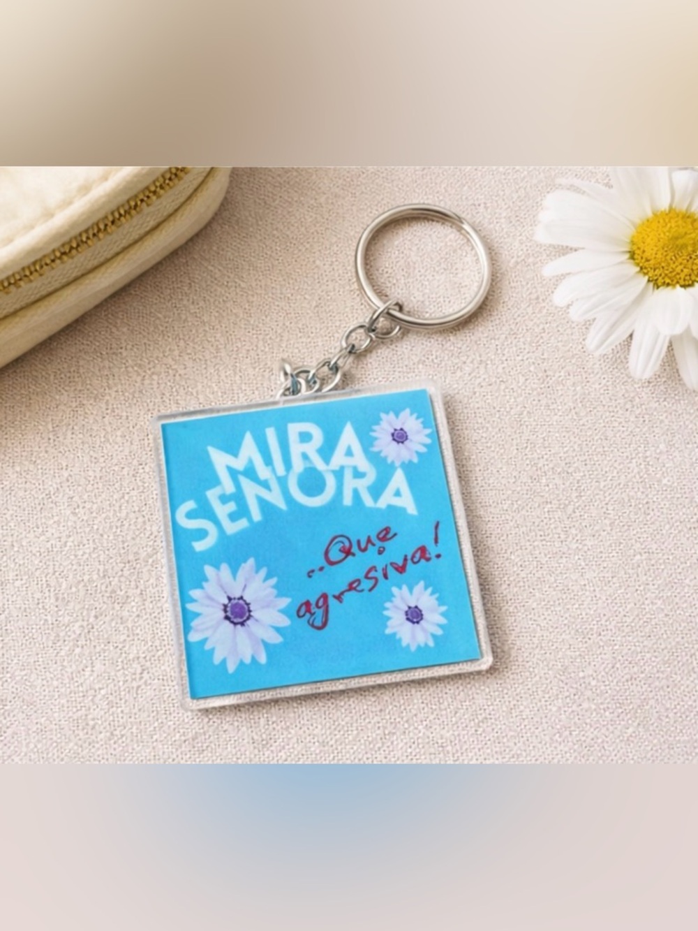 Mira Señora Blue Floral Keychain